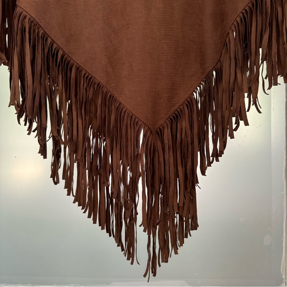 Chico’s | Luxe Fringed Poncho in Faux Leather - Picture 6 of 8